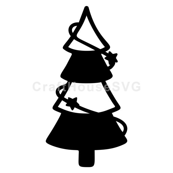 Wrapped Star Christmas Tree Silhouette SVG Sale